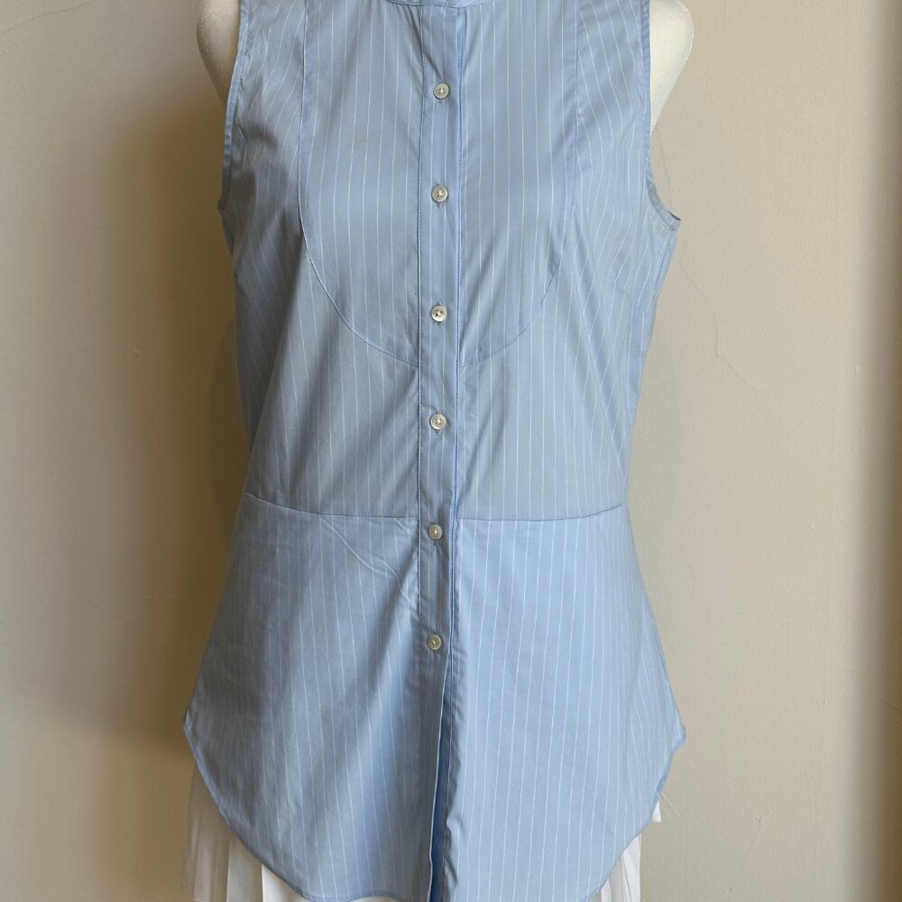 Derek Lam Sleeveless Blouse with Pleated White underlay